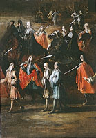 Ingresso in Parma del Card. Gozzadini, affiancato dal Card. Acquaviva e dal Duca  Francesco